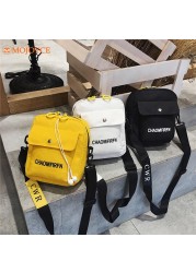 INS Fashion Canvas Small Square Handbag Korean Style Letter Printed Student Versatile Women Crossbody Bag Shoulder Bag Purse