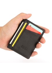 Unisex Slim Pocket Thin Credit Card Holder Men Women Casual Bus Card ID Money Case PU Leather Small Size Lightweight Wallet