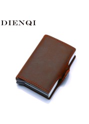 Crazy Horse Genuine Leather Men Wallet Money Bag Rfid id Credit Card Wallet Mini Slim Male Metal Smart Wallet Small Thin Purses