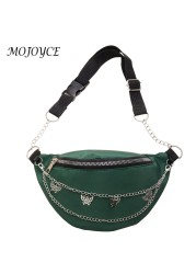 Waist Bags Women Solid Color Chain Fanny Pack Belt Bag Female Chest Phone Pouch Women Leisure Reusable Nylon Passenger Bag