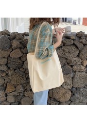 Simple Preppy Style Canvas Paper Bag Eco Foldable Shopping Bag Reusable Storage Folding Bags