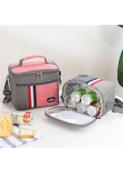 Waterproof Bento Lunch Bag School Bag Thermal Insulated Lunch Bag Nylon Printed Handbag