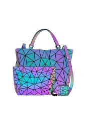 Women Bags Luxury Geometric Shoulder Bag Set Folding Tote Crossbody Bag Female Handbag For Ladies Luminous Bao Geometric Bag