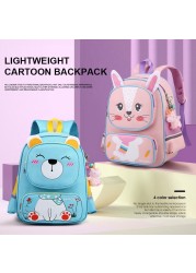 Kawaii Cartoon Children Backpack Nylon Waterproof Kids School Bag Large Capacity Travel Bags Reflective Strip Shoulder Bags