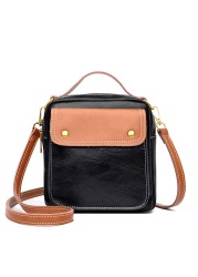 Fashion Vintage Women Messenger Bag Cowhide and PU Leather Designers Handbag Luxury Women Shoulder Bags Female Crossbody Bags