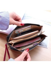 New Fashion Women Office Lady PU Leather Long Wallet Clutch Zipper Business Bag Wallet Card Holder Large Capacity Wallet