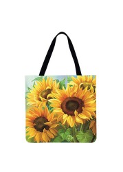 Sunflower Printed Casual Ladies Shopping Shoulder Bags Large Capacity Tote Bags Eco Shopping High Quality Folding Bags