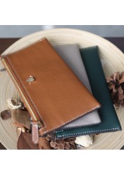 Women's Genuine Leather Long Wallet With Card Holder Fashion Clutch High Quality Zipper Bag