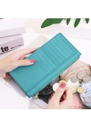 Simple Ultra-thin Coin Purse Ladies Leather Long Zip Wallet First Layer Cowhide Large Capacity Card Holder Wallet