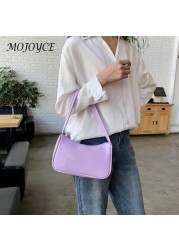 Ladies Soft PU Leather Underarm Bag Solid Color Fashion Women Vintage Handbags Popular Simple Female Daily Shoulder Bags