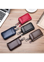 PU Leather Men Women Key Wallet Card Holder Car Housekeeper Coin Purse Keychain Zipper Key Bag With Key Rings