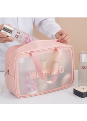 PVC transparent waterproof makeup bag for women large capacity travel portable scrub toilet makeup bag dressing storage bag