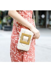 Beach Mobile Phone Bag Coin Purse Summer Mini Crossbody Vintage Female Handmade Straw Girls Small Shoulder Bag 2022