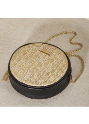 New Fashion Round Straw Bag Vintage Handmade Woven Shoulder Bag Summer Holiday Casual Bags Female Handbag Crossbody Bag Women