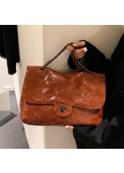 New Fashion 2022 Women Handbag Retro PU Leather Chain Shoulder Bags Large Capacity Casual Bags Designer Style For Girls