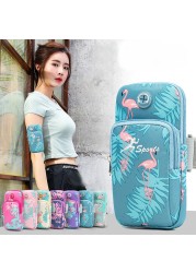 Mobile Phone Arm Bag Flamingo Flower Print Outdoor Sports Running Armband Handbag Holder Bag Gym Pouch for iPhone 12 11 Pro Max