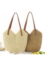 Straw Shopper Summer Bag Casual Large Capacity Hollow Woven Women Beach Ladies Tote Handbags High Design Fashion Travel Shoulder Bag