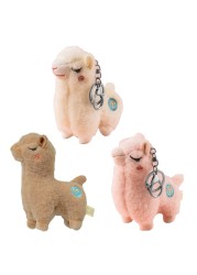 Cute Keychain Soft Cotton Standing Alpaca Shape Key Rings Chain Bag Jewelry Trinket Pendant Purse Bag Decor Key Chains Accessories