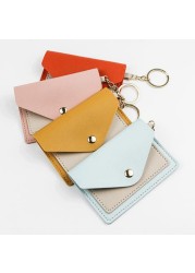 Korean version card holder cute student candy color ultra-thin wallet multiple ID card holders keychain package small wallet purse