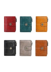 Pu Leather Wallet Women Short Zipper Wallets Retro Small Coin Purse Money Bag Wallet For Female Card Holder