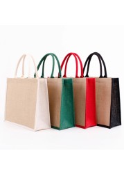 Reusable duffel bag eco-friendly burlap grocery beach shopping bags X7YA