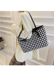 MBTI Fashion Plaid Women Shoulder Bag Classic Casual Tote Korean Tote Bag Elegant Femme Main Brief Vintage Bolso Mujer