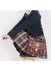 Xiuya 2022 New Japanese Style Preppy JK Uniform Bag Girls School Bag For Women Messenger Shoulder Bag Female Bag Backpack