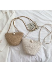 Summer Women Bag Knitted Beach Shoulder Bag Fashion Knitted Straw Crossbody Bag Women Messenger Bag Knitted Handbag Handbag 2022