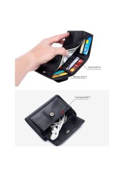 Unisex RFID Blocking Wallet Vintage Leather Credit Card Holder Short Wallet Small Coin Change Pocket Men Women Clutch Money Bag