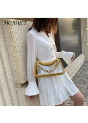 Summer Women Hand Woven Handbag Clear Waterproof Chain Shoulder Crossbody Bags Women Summer Purse for Travel Shopping