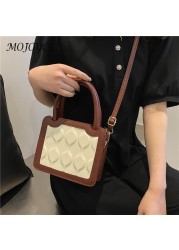 PU Women Biscuit Embossing Handbags Top-handle Hit Color Messenger Shoulder Bags for Women Outdoor Shopping Traveling