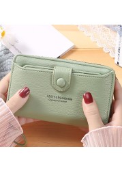 Brand Yellow Women Wallet Soft PU Leather Female Small Purse Hasp Card Holder Coin Short Wallets Slim Small Purse Zipper Keychain