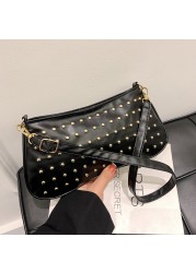 حقائب للنساء حقيبة يد جلدية موضة برشام أنثى تحت الإبط حقائب كتف Crossbody رسول حمل حقيبة سفر حزب مخلب 2022