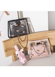 Women Small Small Square Package Transparent PVC Shoulder Bag Sweet Strawberry Designer Messenger Crossbody Clutch Wallet Handbags