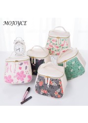 Korean PU leather printing cosmetic bag fashion printing portable female cosmetic large capacity trend retro casual cosmetic bag