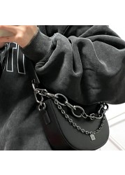 Xiuya 2022 Street Women Saddle Bag Chain Design Shoulder Bag Underarm Sweet Cool All-match Casual Messenger Bag Pouch Pouch