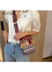 Women Shoulder Crossbody Bags Woven Tassel Small Bucket Female Handbags Messenger Handmade Bags Ladies Handbags