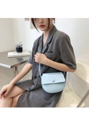 Solid Fashion PU Leather Women Saddle Flap Bag Small Shoulder Crossbody Bags For Women Fashionable Decoration