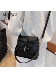 Women Woven Leather Shoulder Crossbody Bags Small Solid Bags Female Clutch for Ladies Outdoor Shopping Business