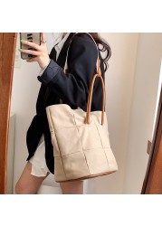 Female Canvas Bag ShopShoppers Leather Simple Casual Fashion Buckle Bags Women Girls Shoulder Crossbody Tote Bags