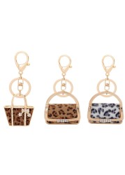 1pc Cute Leopard Grain Keychain Bag Small Pendant Aluminum Alloy Keychain With Bag Modeling Handbag Purse Ornaments Decoration