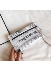 MBTI Newspaper Print Shoulder Bag Fashion Woman Individual Envelope Bolso Mujer Y2k Harajuku Vintage Ladies Crossbody Bags