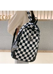 Fashion Plaid Women Backpack Purses Casual Nylon Backpack Student Book School Bags For Girls New High Capacity Travel Bag