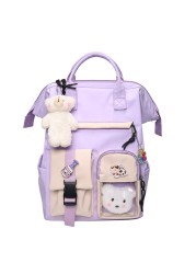 Girls With Plush Pendant Bookbag Large Capacity Casual Children Cute Kawaii Students Fashion Shoulder School Backpack Gift