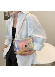 Women's laser crossbody bag PVC transparent waterproof messenger clutch tote bag for women girl outdoor shopping