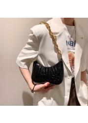 Ladies PU Leather Chain Shoulder Bag Women Underarm Bag Fashion Crocodile Pattern Zipper Shopping Handbag