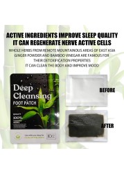 10pcs Detox Foot Patch Body Pads Detox Cleansing Herbal Adhesive Natural Bamboo Vinegar Ginger Feet For Deep Stress Relief Slee