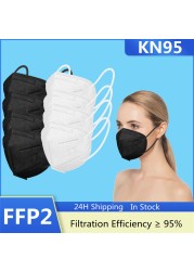 Black Mask FFP2 Masks KN95 Europa Certification 5 Layers Mascarillas FPP2 Security Protection ffp2mascherina FFPP2 Adult