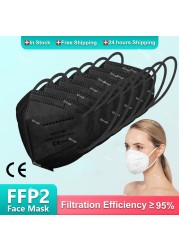 Adult Masks FFP2 Mascarillas Negras KN95 Face Mask FPP2 approved 5 ply black mask ffp2mask ffp2reuse zable mask ffp3 masque CE