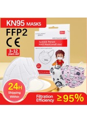 CE FFP2 Kids Face Mask KN95 Masks Dustproof 5 Layer Breathable FFP2 Mask Baby Boy Girls Protective Mask Kn95 Mascarillas